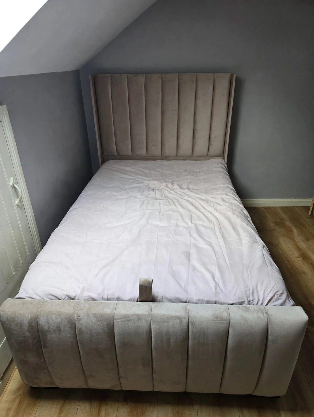 Small double size plush velvet mink wingline bed frame & mattress